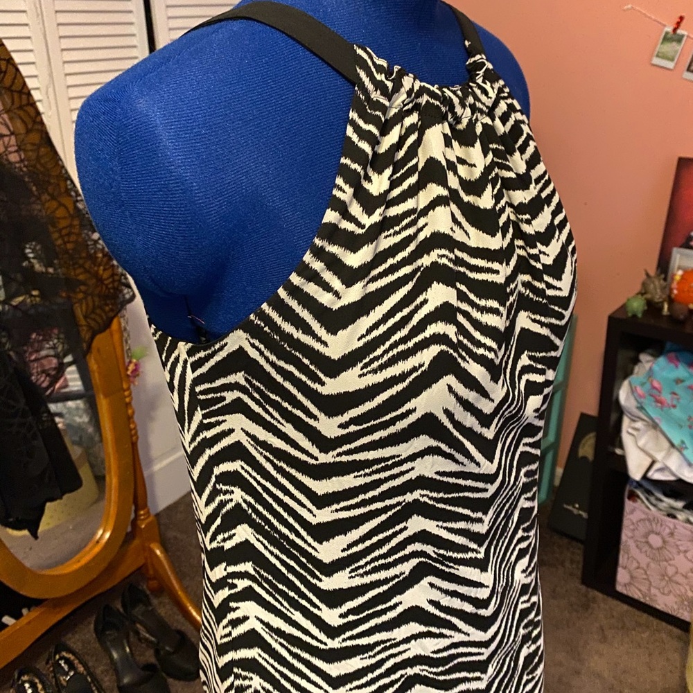 Zebra reversible halter tie dress
